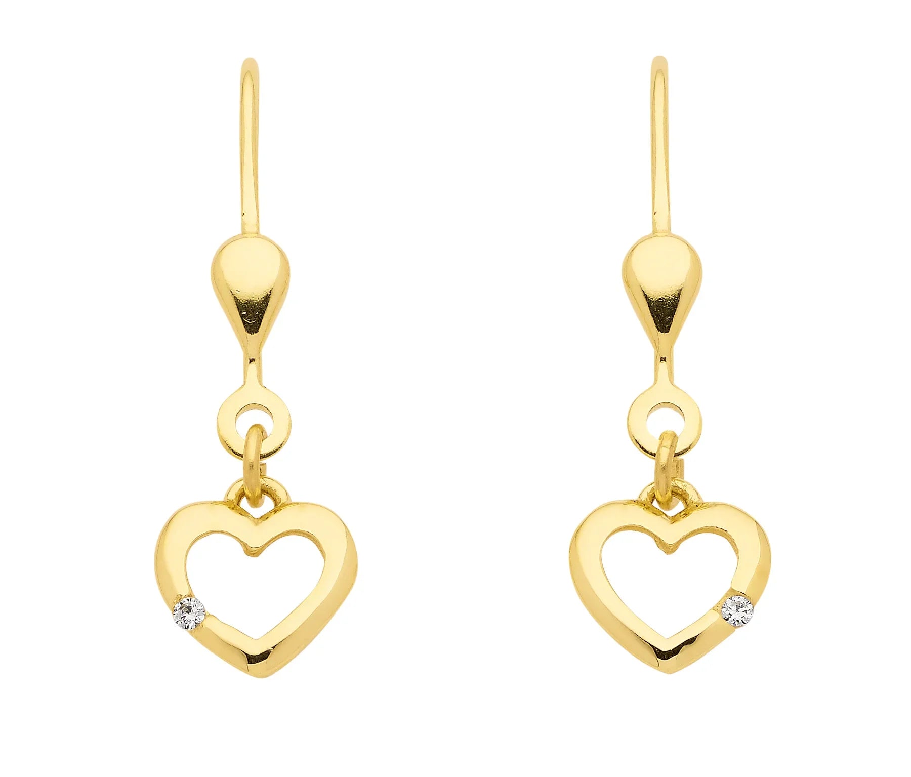 Ohrhänger, Ohrringe . Herz Zirkonia 333 Gelbgold
