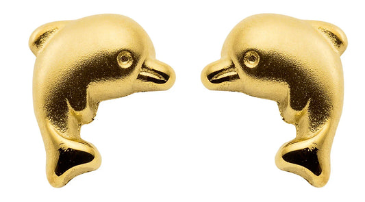 Ohrstecker Motiv Delphin, Delfin 333 Gelbgold
