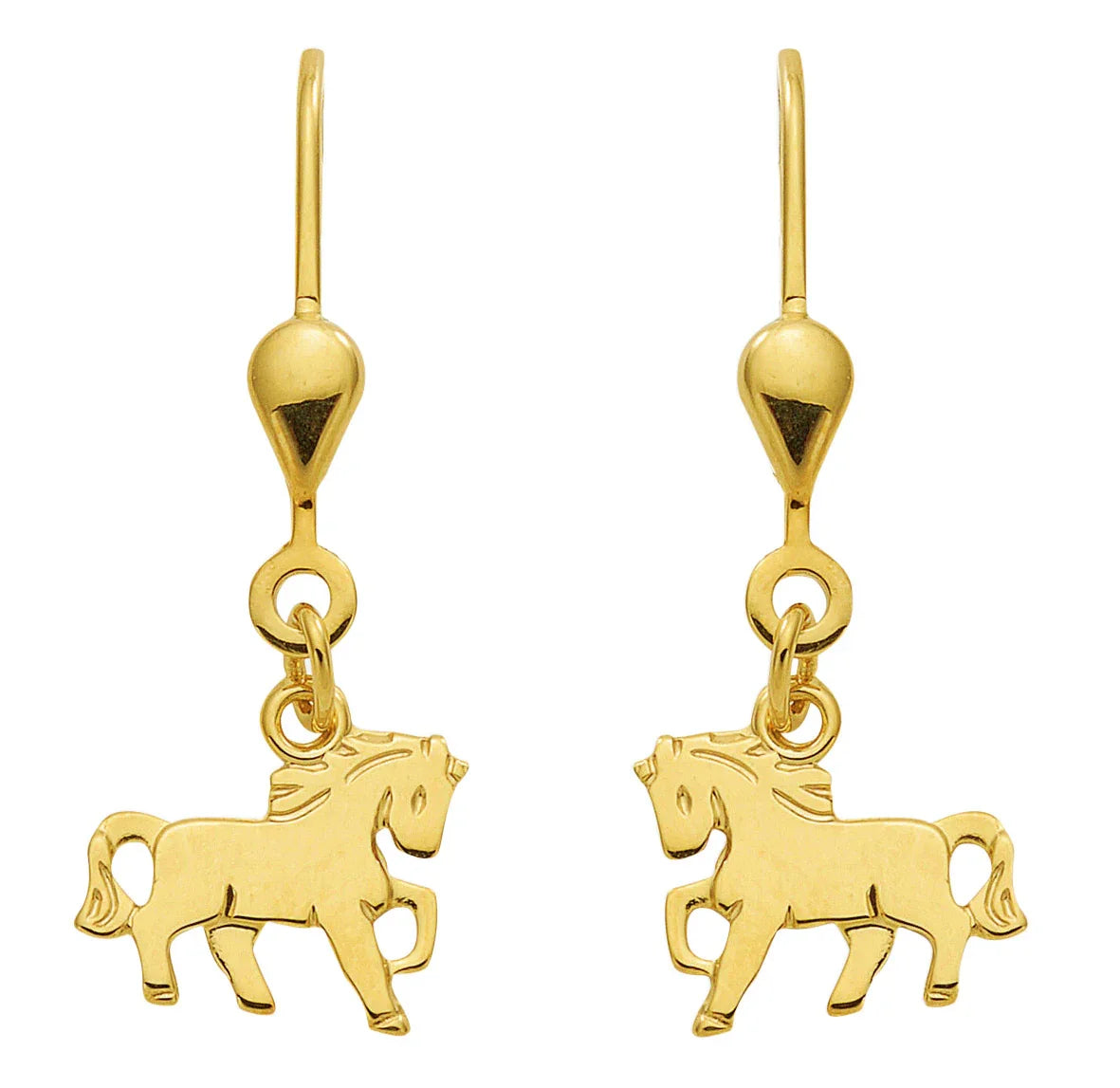 Ohrhänger, Ohrringe mit Brisur Pferd  585 Gelbgold