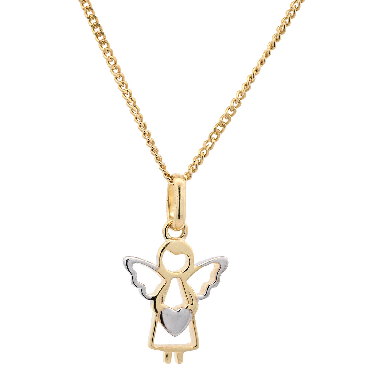 Anhänger Engel massiv 333 -8 Karat Gold mit vergoldeter Silberkette
