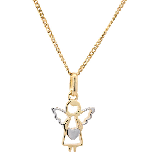 Anhänger Engel massiv 333 -8 Karat Gold mit vergoldeter Silberkette