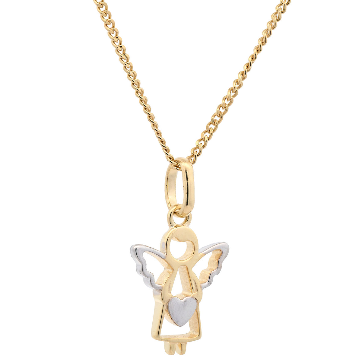 Anhänger Engel massiv 333 -8 Karat Gold mit vergoldeter Silberkette
