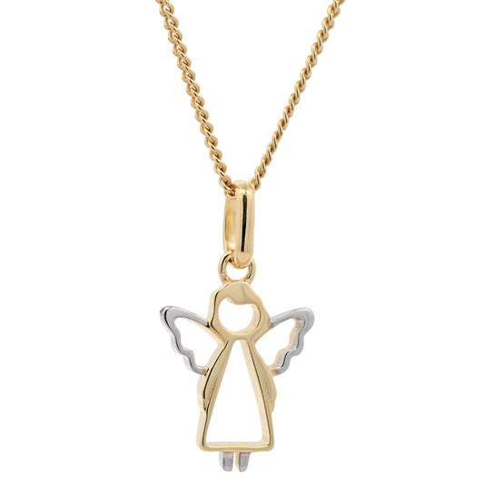 Anhänger Engel massiv 333 -8 Karat Gold mit vergoldeter Silberkette