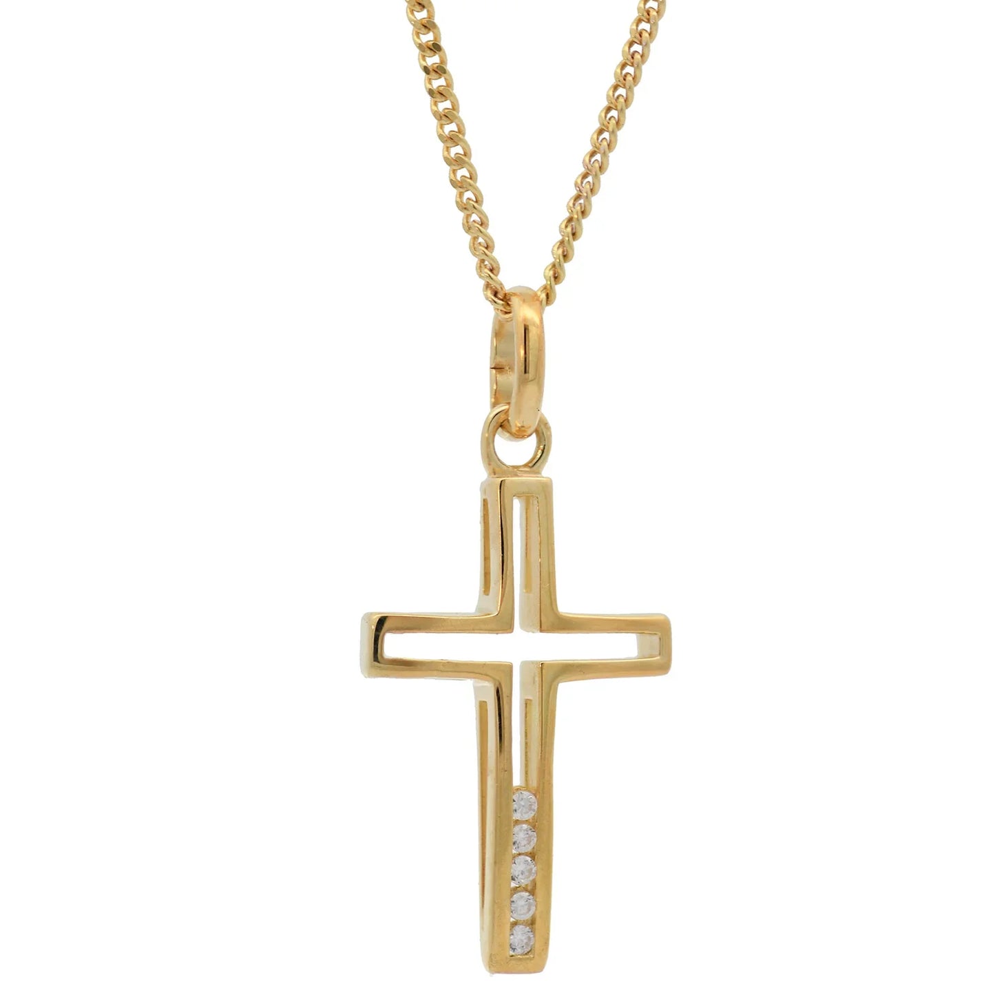 Anhänger Kreuz massiv 333 -8 Karat Gold mit vergoldeter Silberkette