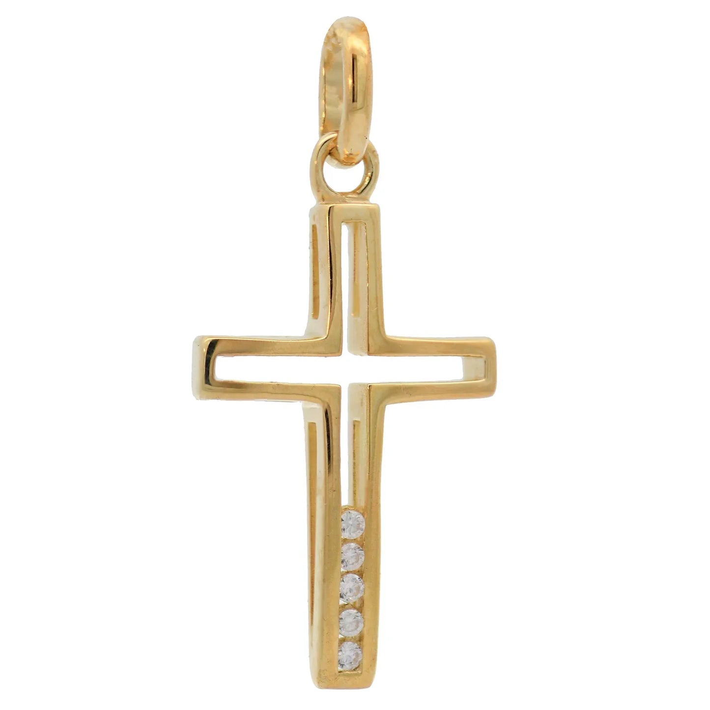 Anhänger Kreuz massiv 333 -8 Karat Gold mit vergoldeter Silberkette
