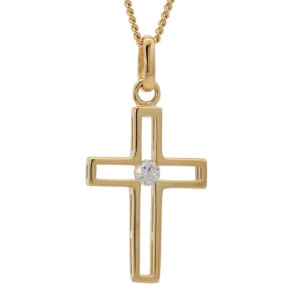 Anhänger Kreuz massiv 333 -8 Karat Gold mit vergoldeter Silberkette