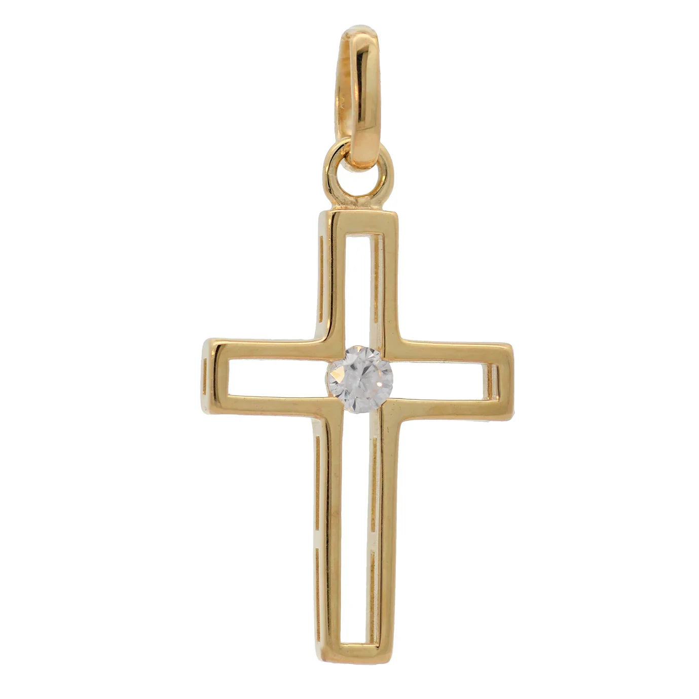 Anhänger Kreuz massiv 333 -8 Karat Gold mit vergoldeter Silberkette