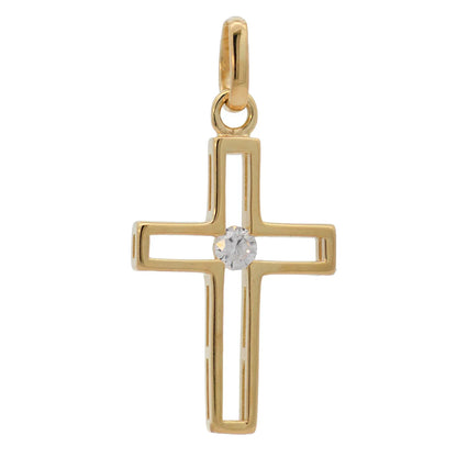 Anhänger Kreuz massiv 333 -8 Karat Gold mit vergoldeter Silberkette