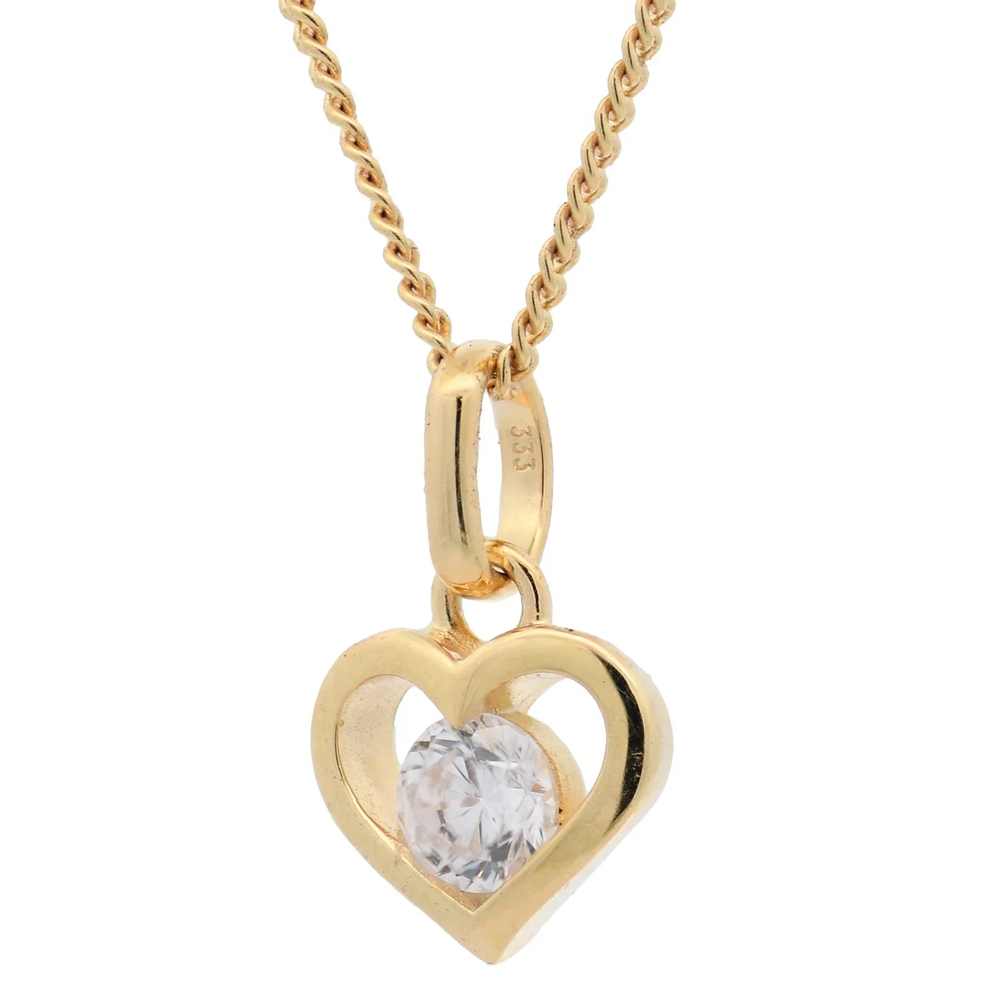 Anhänger Herz massiv 333 -8 Karat Gold mit vergoldeter Silberkette