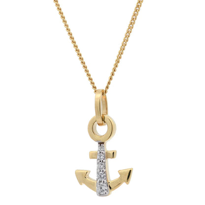 Anhänger Anker massiv 333 -8 Karat Gold mit vergoldeter Silberkette