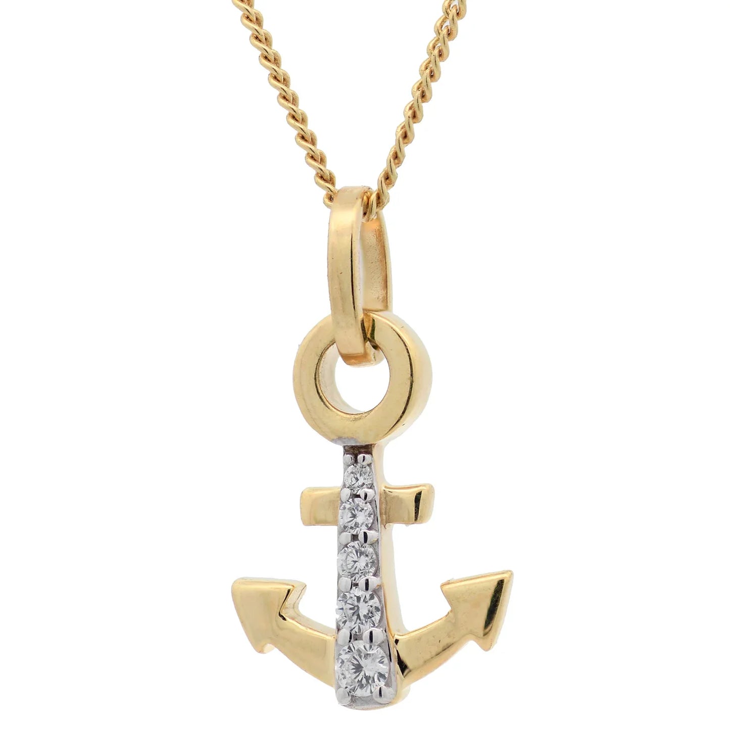 Anhänger Anker massiv 333 -8 Karat Gold mit vergoldeter Silberkette