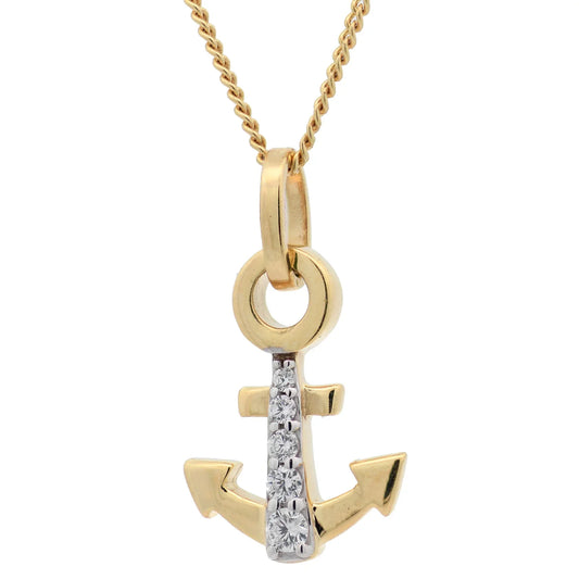 Anhänger Anker massiv 333 -8 Karat Gold mit vergoldeter Silberkette