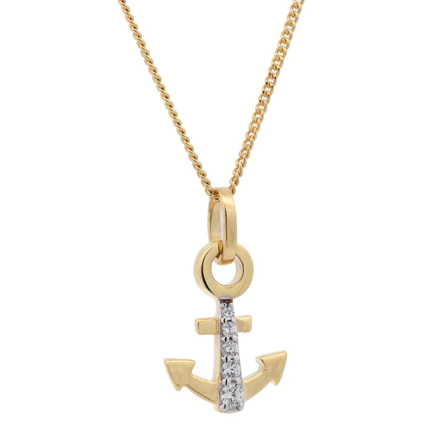 Anhänger Anker massiv 333 -8 Karat Gold mit vergoldeter Silberkette