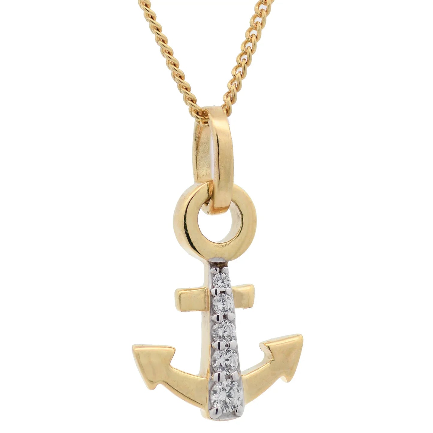 Anhänger Anker massiv 333 -8 Karat Gold mit vergoldeter Silberkette