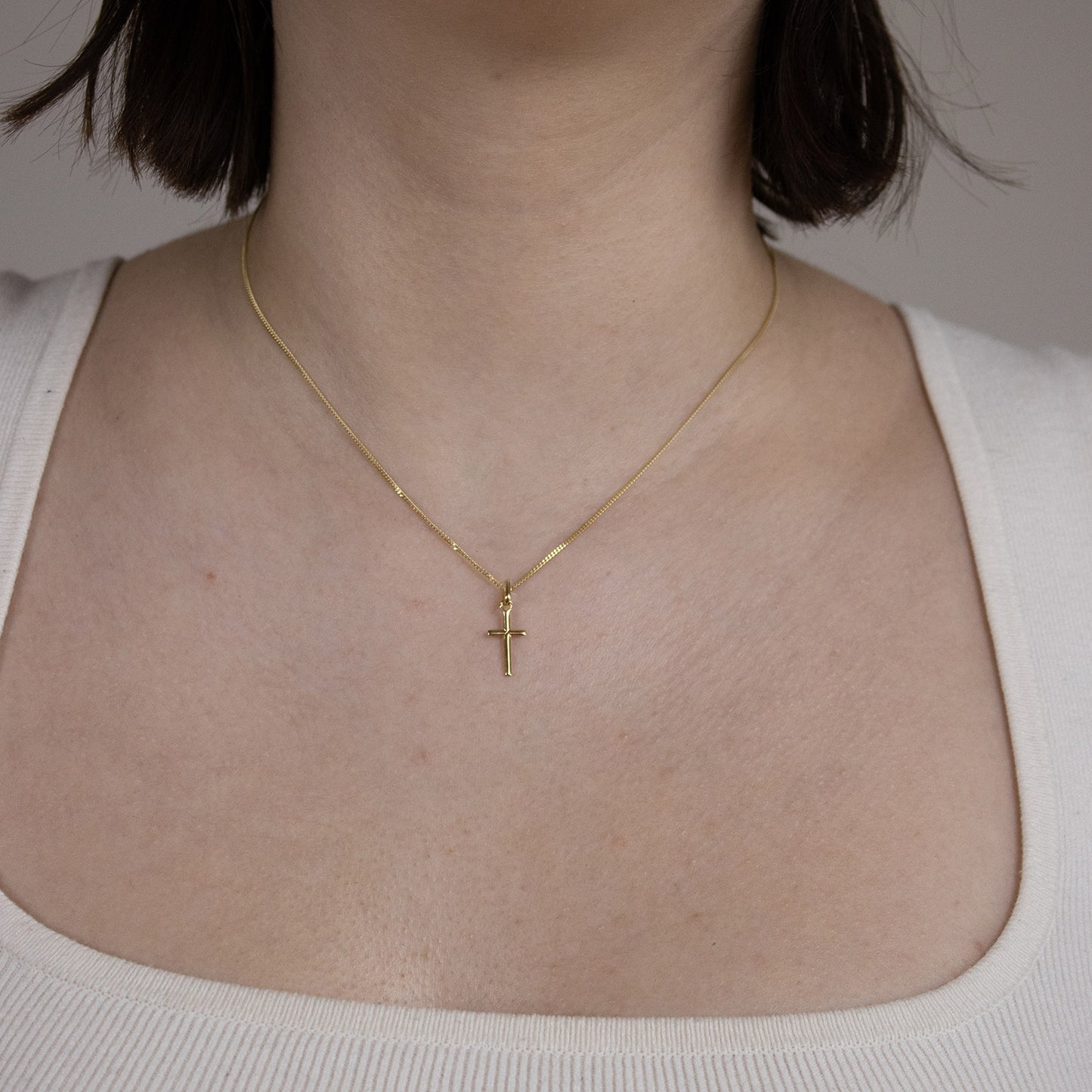 Goldkette Anhänger Kreuz mit Halskette 1,1 mm massiv 333 -8 Karat Gold