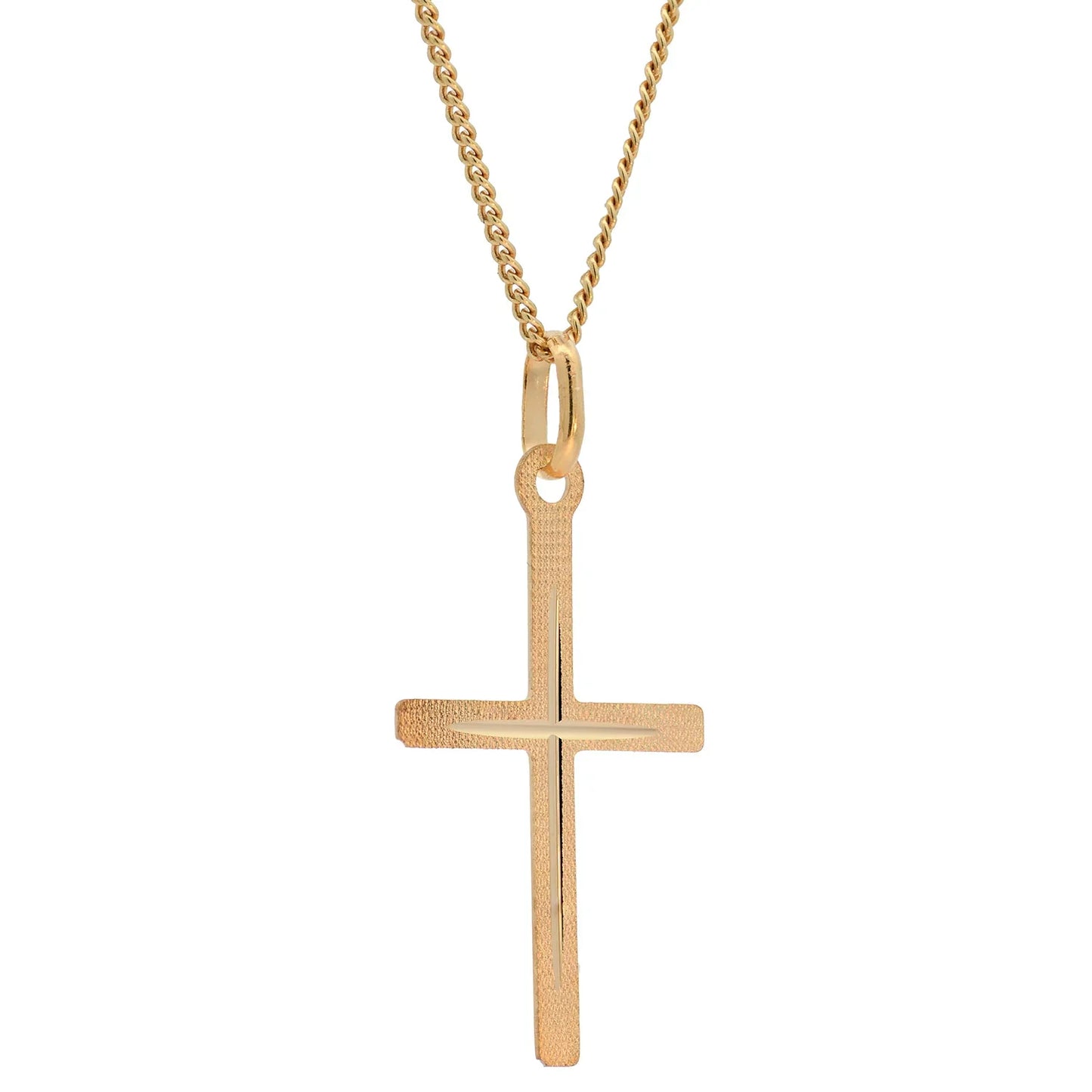 Anhänger Kreuz massiv 333 -8 Karat Gold mit vergoldeter Silberkette