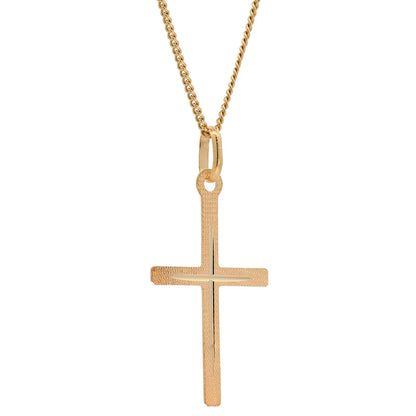 Anhänger Kreuz massiv 333 -8 Karat Gold mit vergoldeter Silberkette