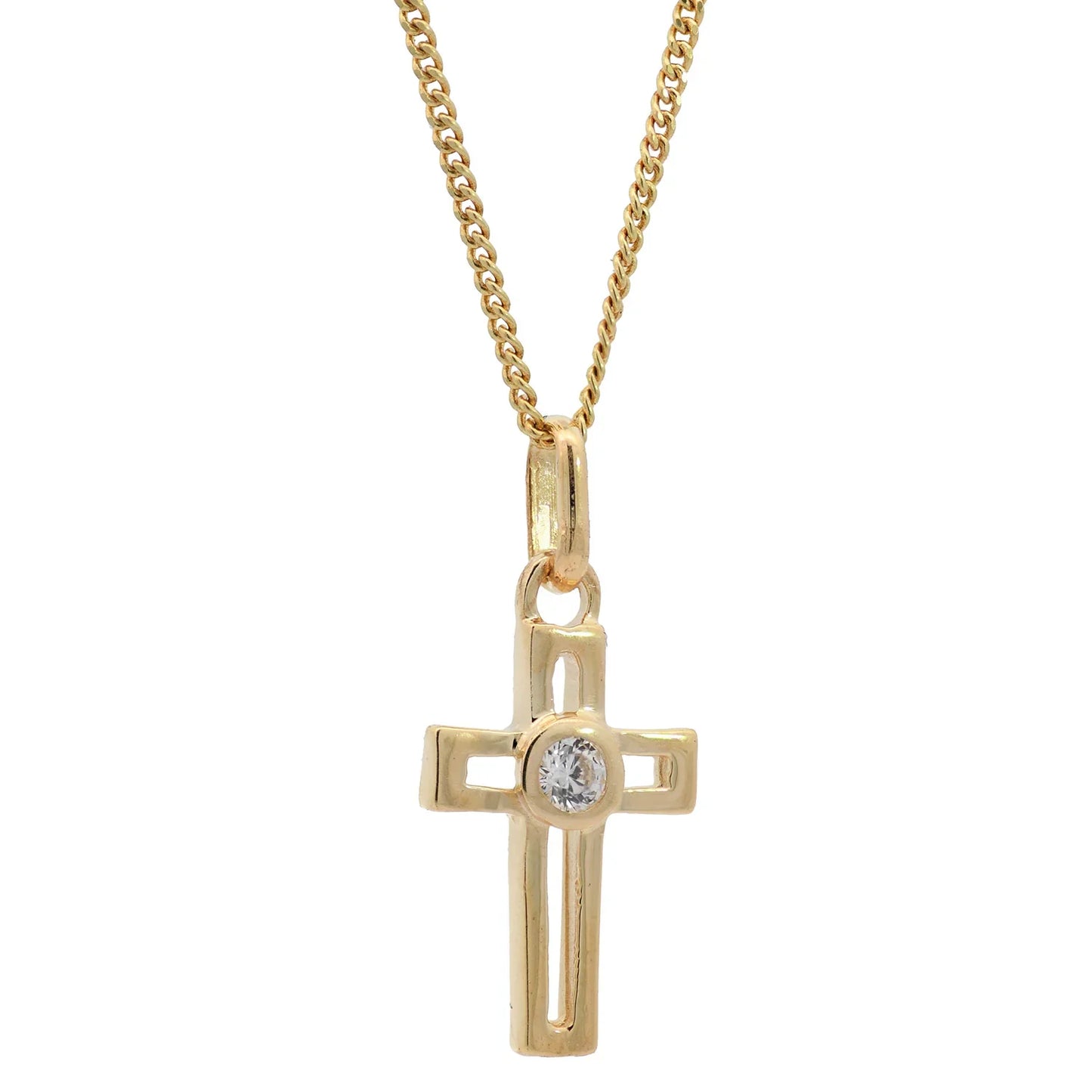 Anhänger Kreuz 333 Gold mit Zirkonia Stein 333 8K Gold mit  Goldkette