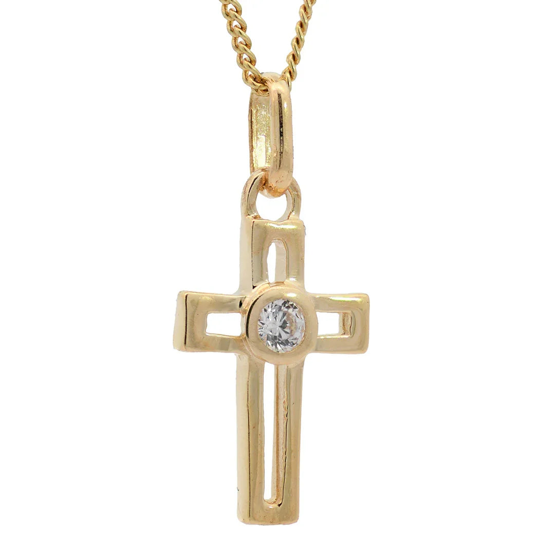 Anhänger Kreuz 333 Gold mit Zirkonia Stein 333 8K Gold mit  Goldkette