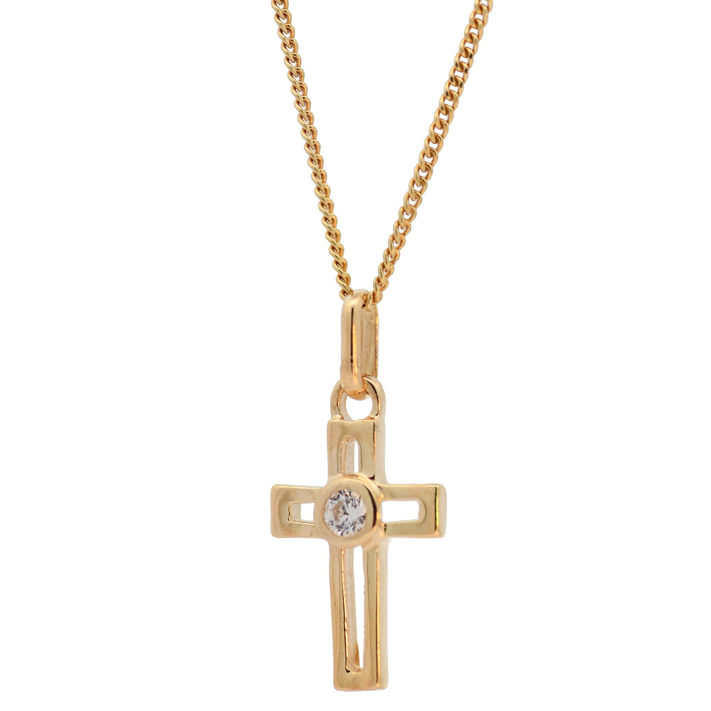 Anhänger Kreuz massiv 333 -8 Karat Gold mit vergoldeter Silberkette