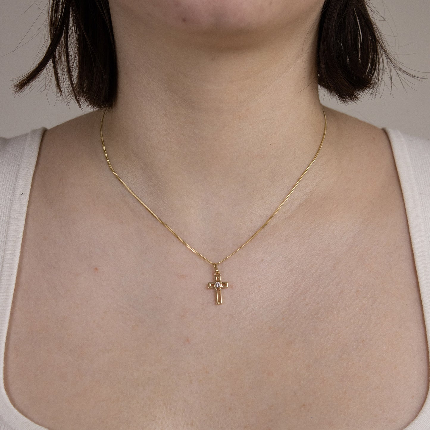 Anhänger Kreuz massiv 333 -8 Karat Gold mit vergoldeter Silberkette