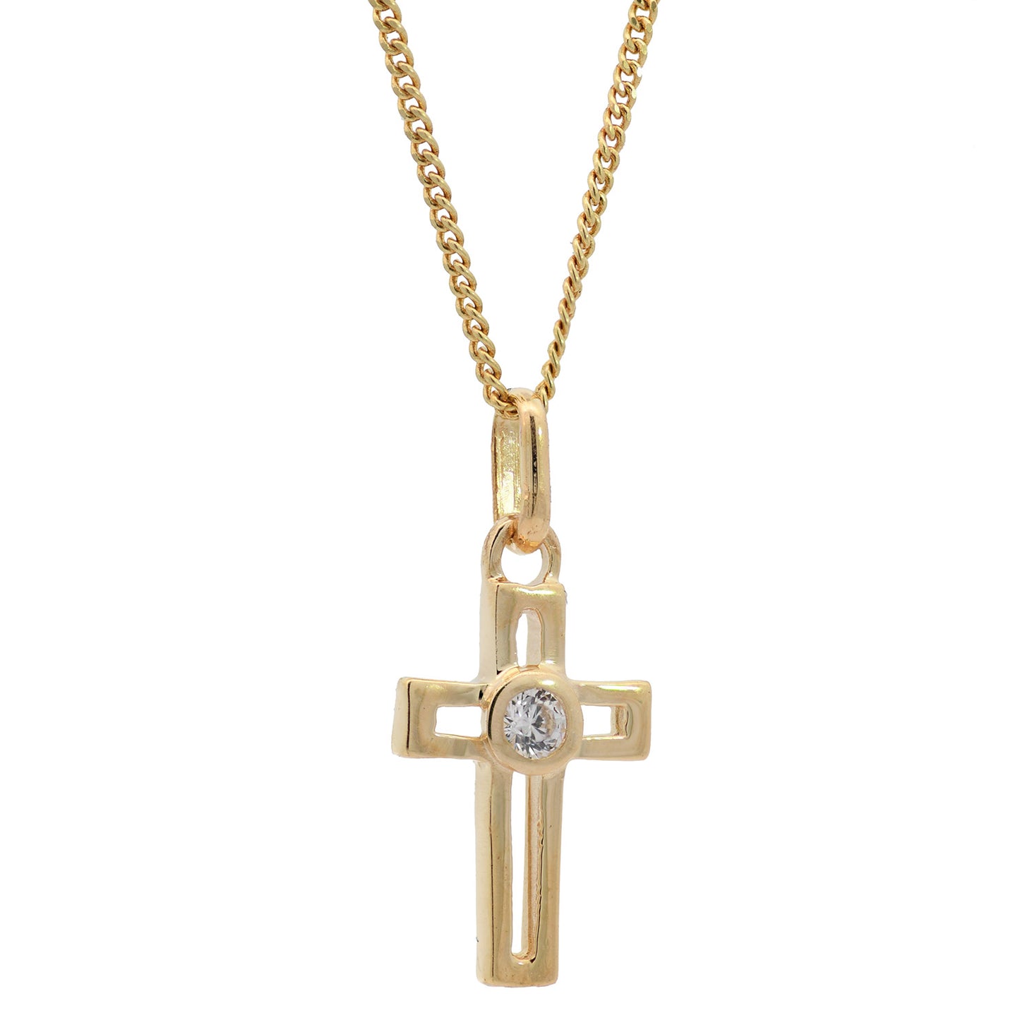 Anhänger Kreuz massiv 333 -8 Karat Gold mit vergoldeter Silberkette