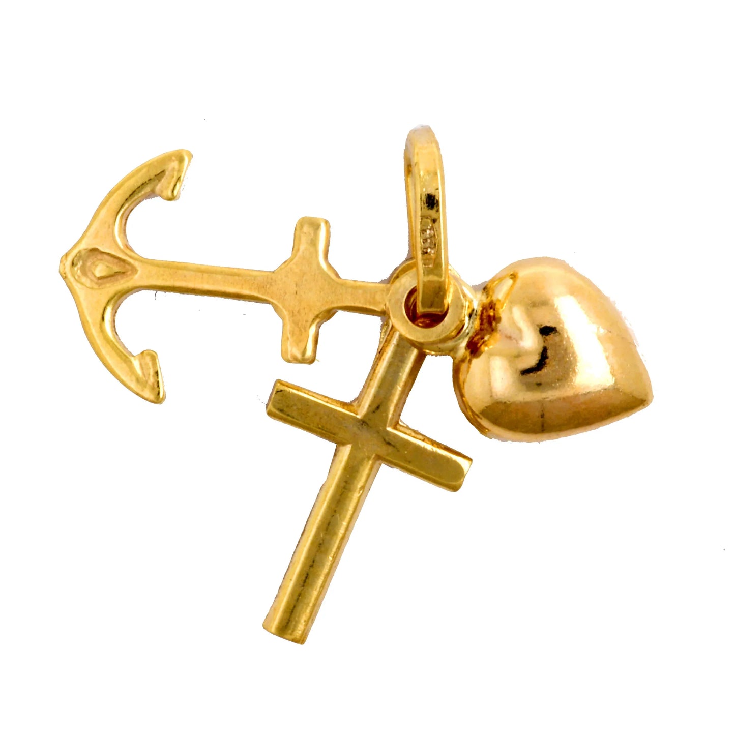 Anhänger Glaube-Liebe-Hoffnung 333 8K Gold mit massiver Goldkette