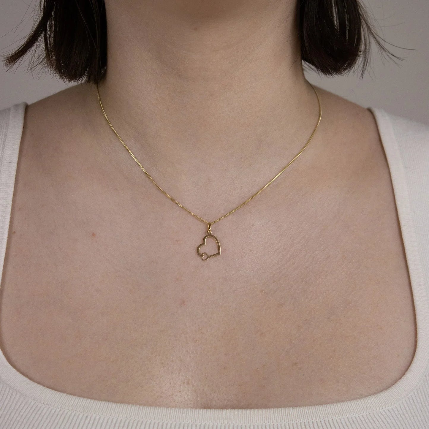 Gold Anhänger Herz mit Kette massiv 333 - 8 Karat Gold