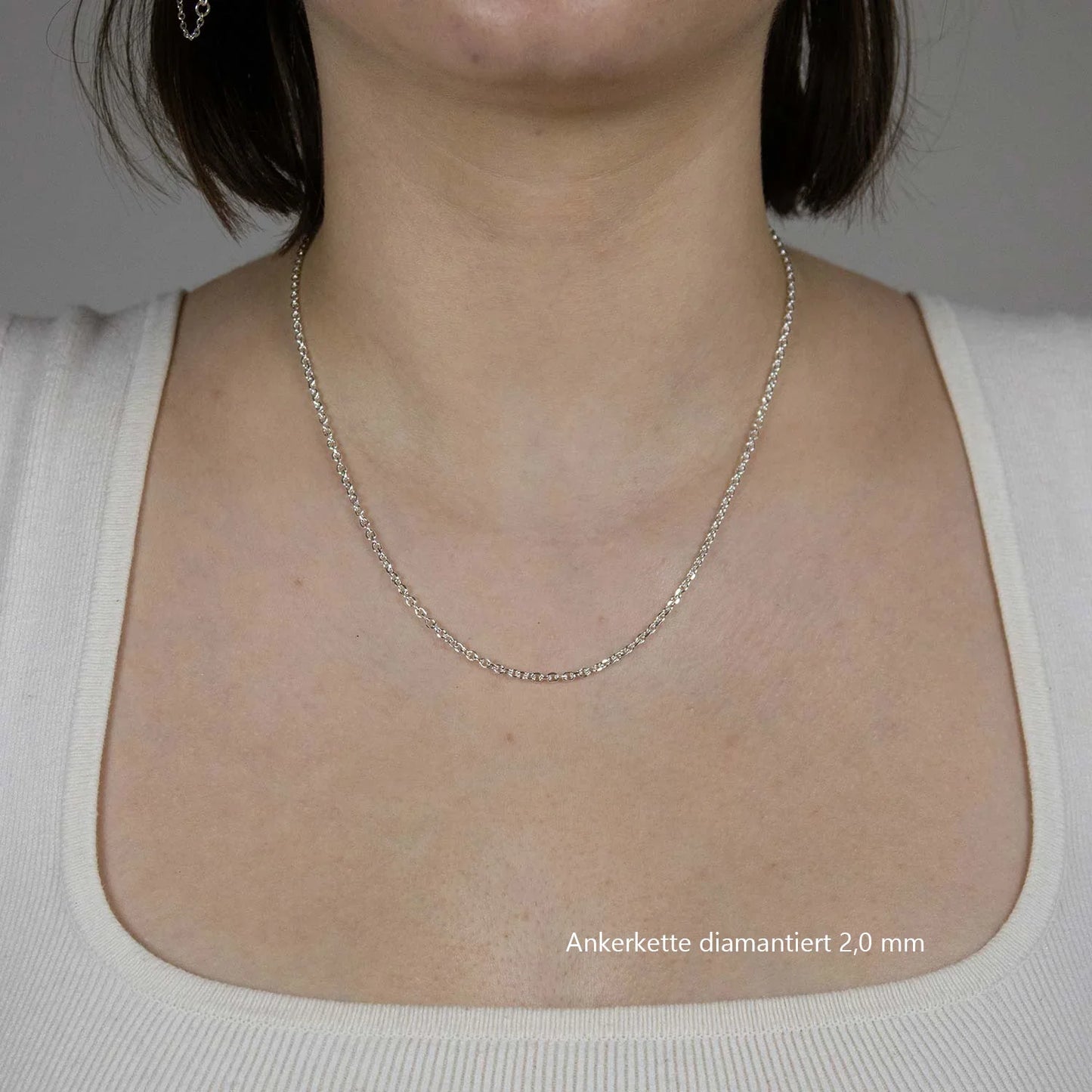 Silberkette Ankerkette diamantiert Halskette 2,0 mm massiv 925 Silber