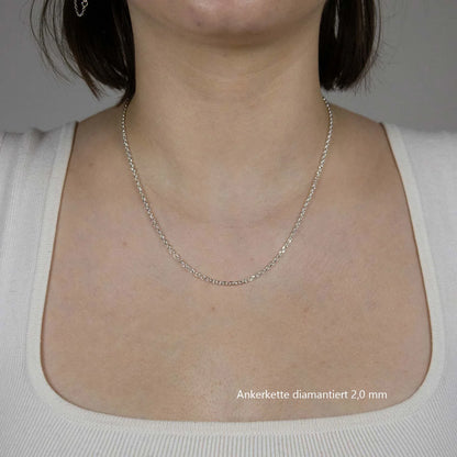 Silberkette Ankerkette diamantiert Halskette 2,0 mm massiv 925 Silber