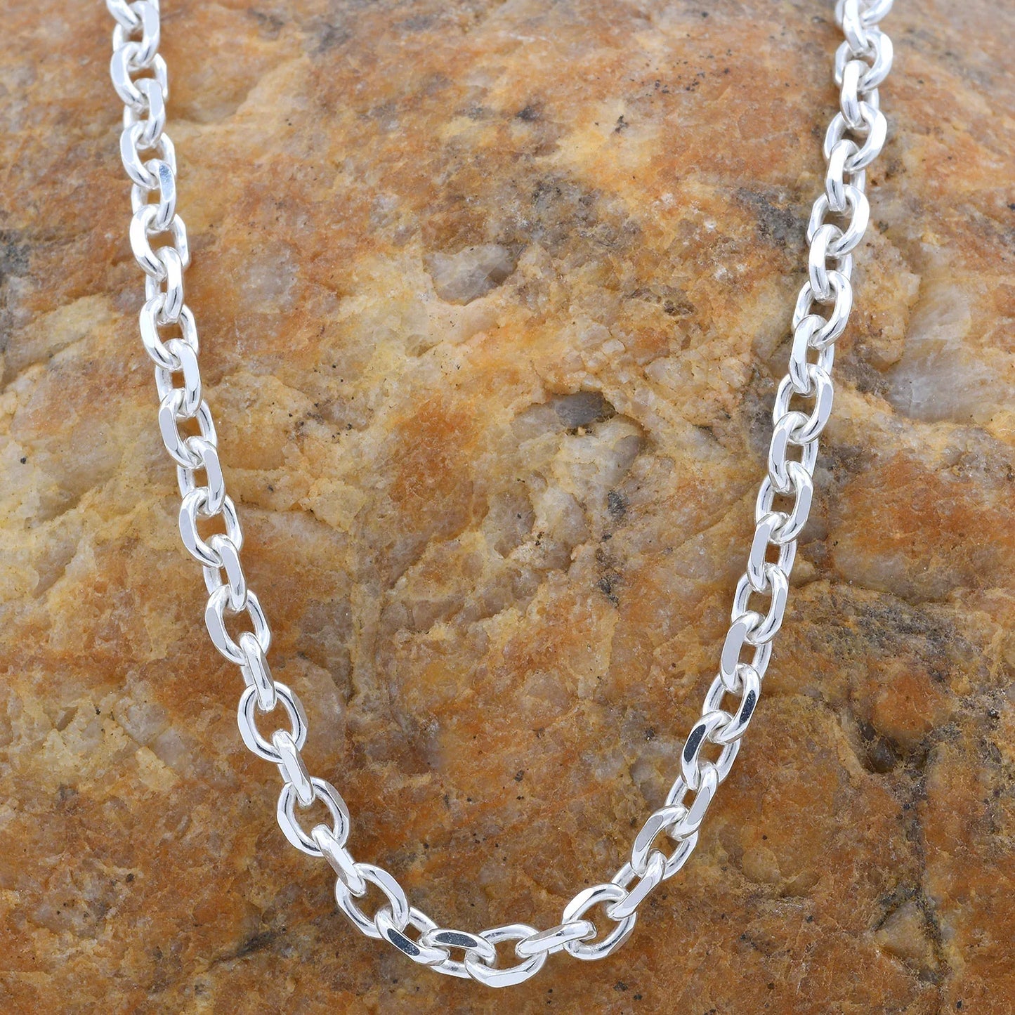 3,0 mm 50 cm 925 Sterlingsilber Ankerkette diamantiert massiv Silber hochwertige Halskette 9,4 g
