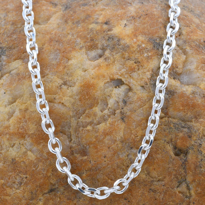 3,0 mm 50 cm 925 Sterlingsilber Ankerkette diamantiert massiv Silber hochwertige Halskette 9,4 g