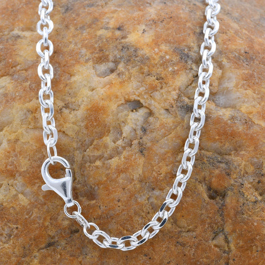 3,0 mm 50 cm 925 Sterlingsilber Ankerkette diamantiert massiv Silber hochwertige Halskette 9,4 g