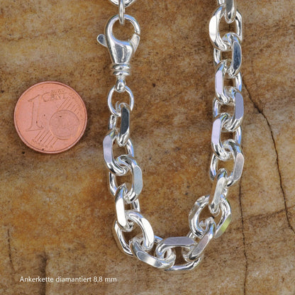 Ankerkette diamantiert Halskette  925 Sterlingsilber Auswahl