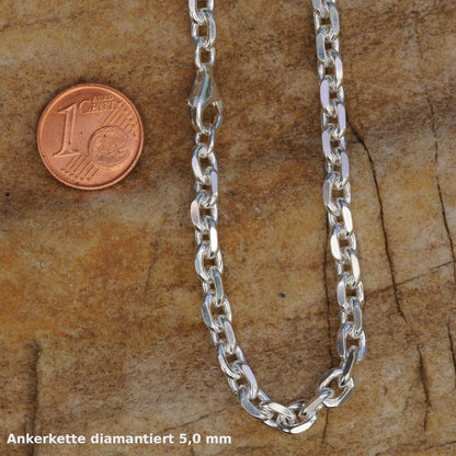 Ankerkette diamantiert Halskette  925 Sterlingsilber Auswahl