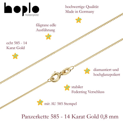 Goldkette Panzerkette Breite 0,8mm - 585-14 Karat Gold