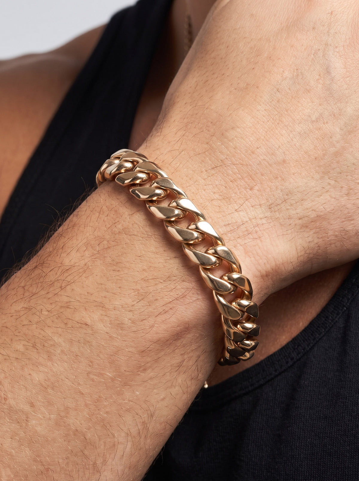 Panzerketten Armband hohl Armkette Breite 10 mm echt 585-14 Karat Gold