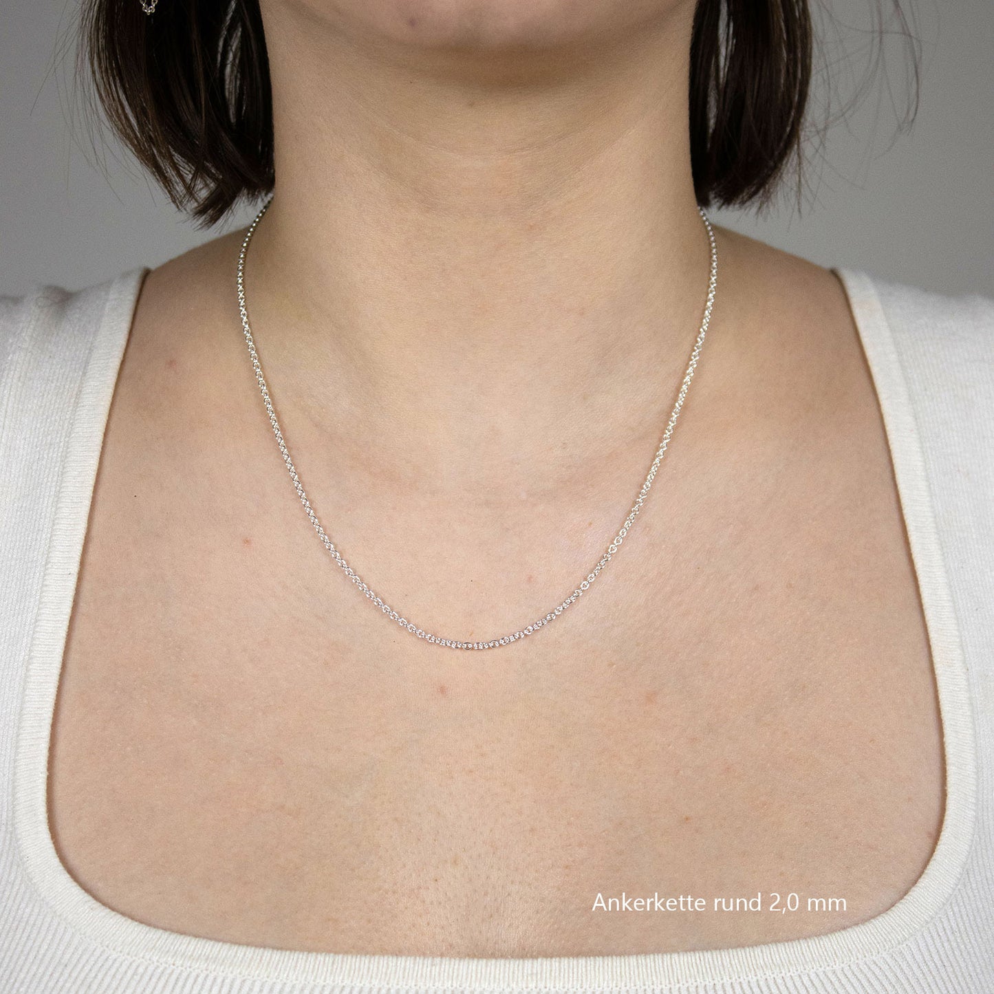 Silberkette Ankerkette rund Halskette Breite 2,0 mm massiv 925 Silber