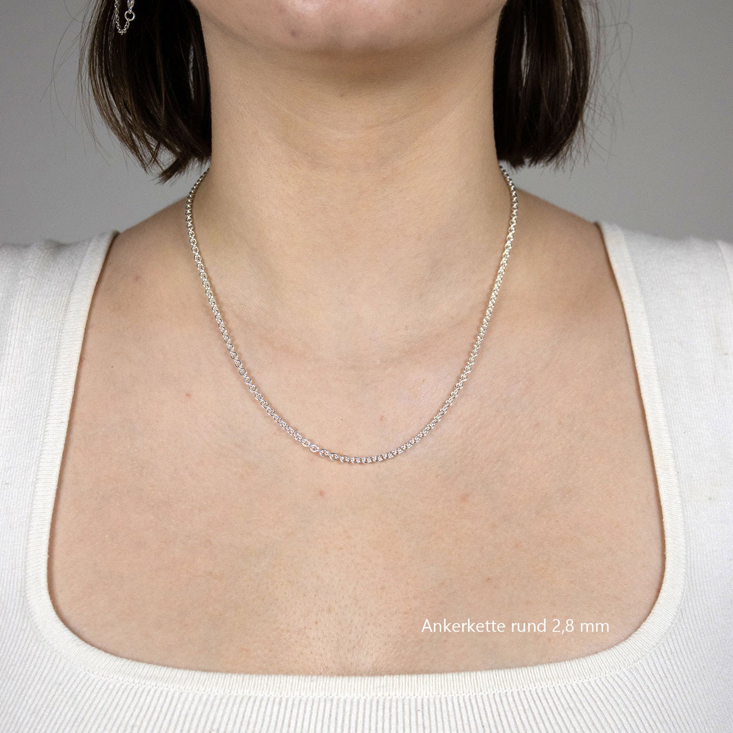 Silberkette Ankerkette rund Halskette Breite 2,8 mm massiv 925 Silber