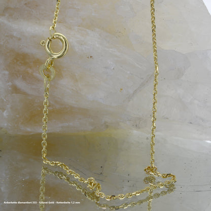 Ankerkette diamantiert Halskette - 333 - 8 Karat Gold