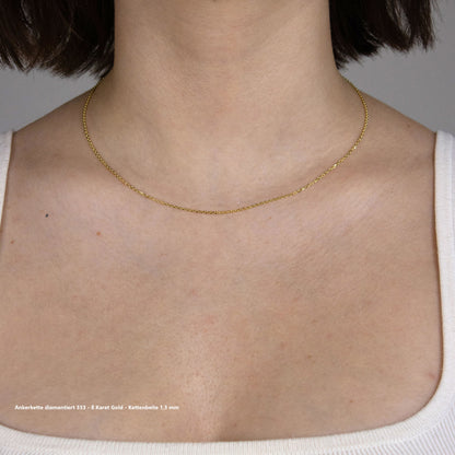 Ankerkette diamantiert Halskette - 333 - 8 Karat Gold