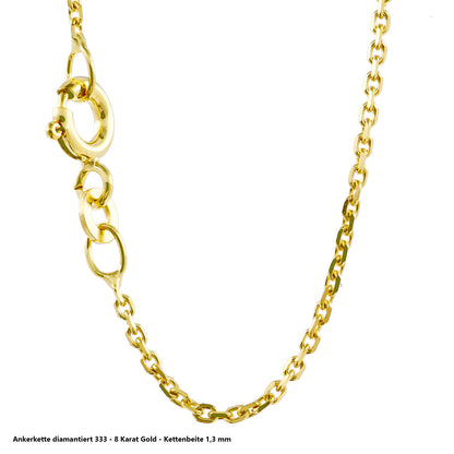 Ankerkette diamantiert Halskette - 333 - 8 Karat Gold