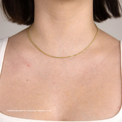 Ankerkette diamantiert Halskette - 333 - 8 Karat Gold