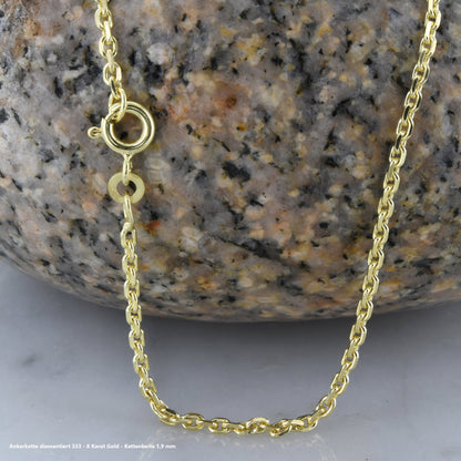 Ankerkette diamantiert Halskette - 333 - 8 Karat Gold