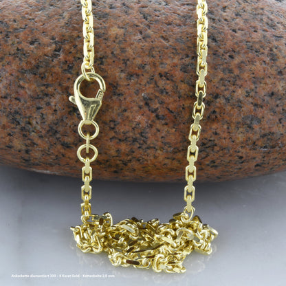 Ankerkette diamantiert Halskette - 333 - 8 Karat Gold