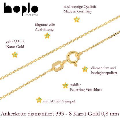 Ankerkette diamantiert Halskette - 333 - 8 Karat Gold
