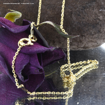 Ankerkette diamantiert Halskette - 585 - 14 Karat Gold