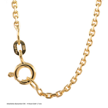 Ankerkette diamantiert Halskette - 585 - 14 Karat Gold