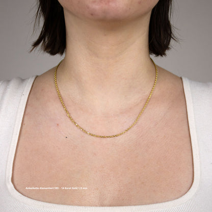 Ankerkette diamantiert Halskette - 585 - 14 Karat Gold