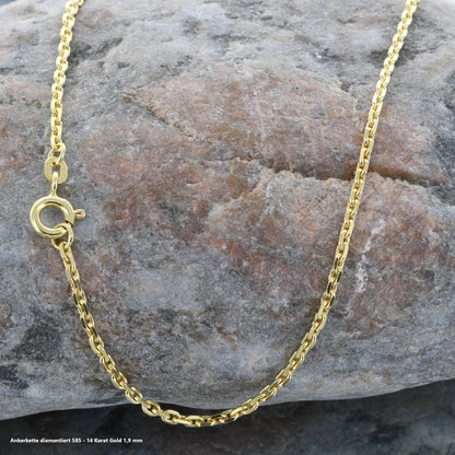 Ankerkette diamantiert Halskette - 585 - 14 Karat Gold